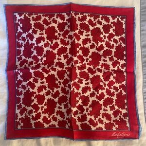 Michelsons est. 1937- 100% Silk Scarf 13X13, Red Multi